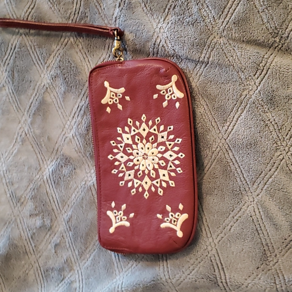 Lucky Brand Red Clutch with Cream Accents